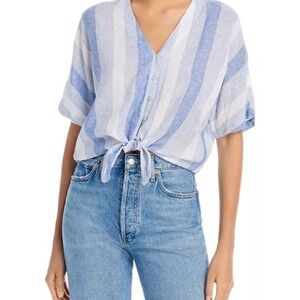 Rails Thea Blouse Top Nevis Stripe Blue White Tie Waist Size Medium